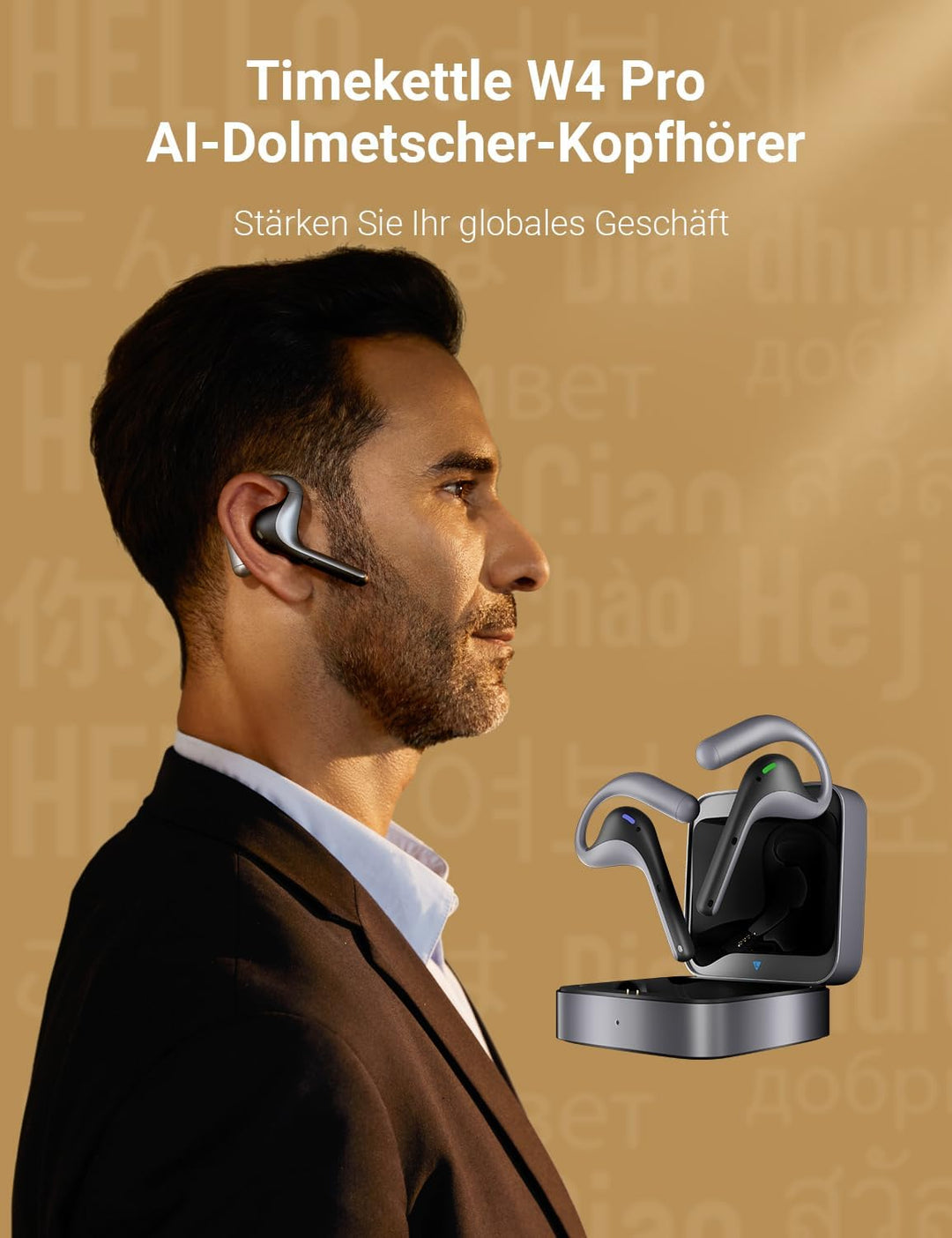 Timekettle W4 Pro Al Übersetzer Kopfhörer, Bidirektionale Simultanübersetzung, Übersetzungsgerät unt
