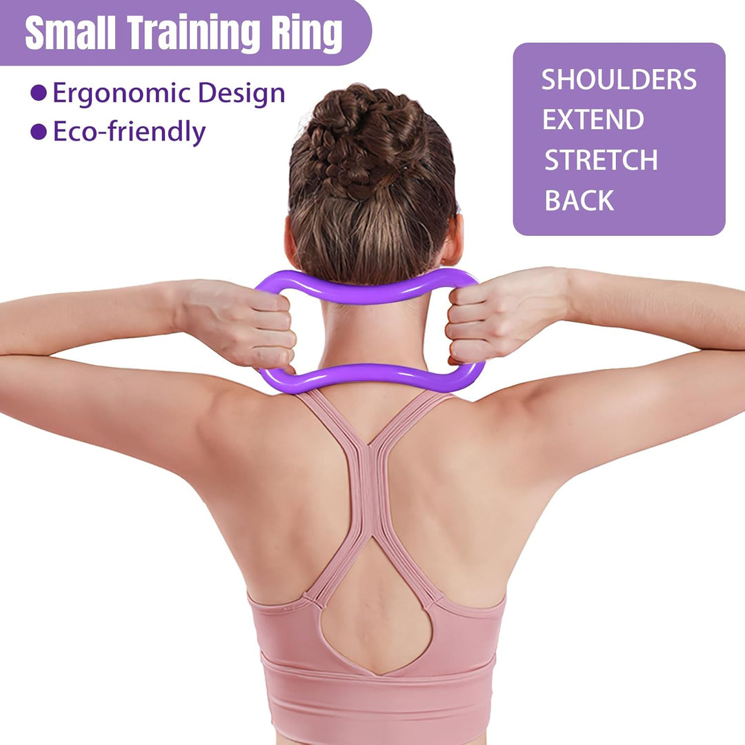 5 Stück Pilates Ring Set mit Yoga Ball, Yoga Gurt und Fitnessbänder, Pilates Essentials Kit für Frau