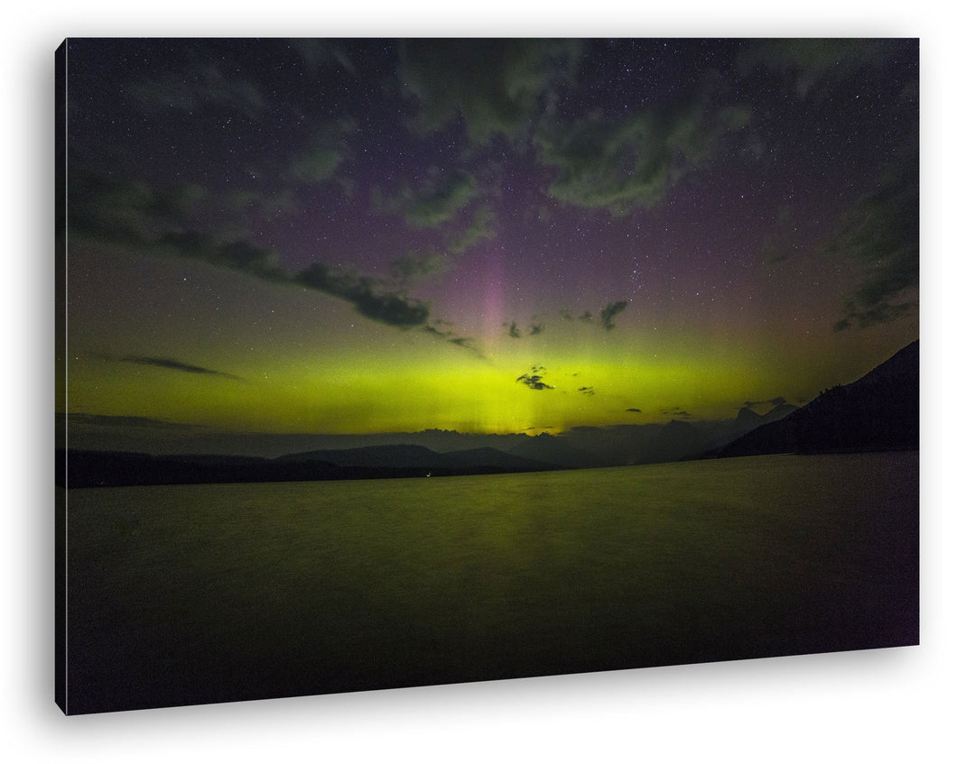 deyoli Dark Aurora Borealis Nordlicht im Format: 60x40 als Leinwandbild, Motiv fertig gerahmt auf Ec