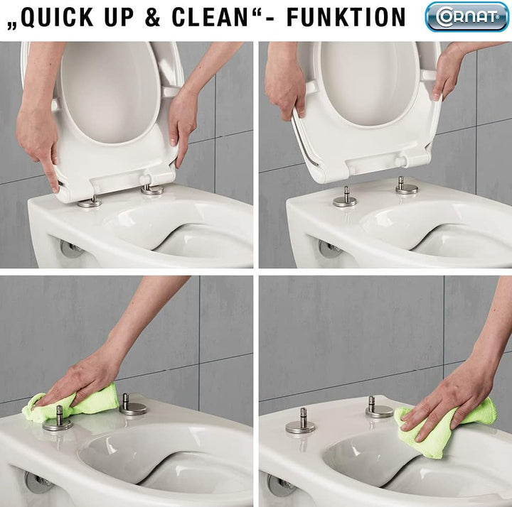 Cornat WC-Sitz "Premium 1" - Flaches Design - Pflegeleichter Duroplast - Quick up & Clean Funktion -