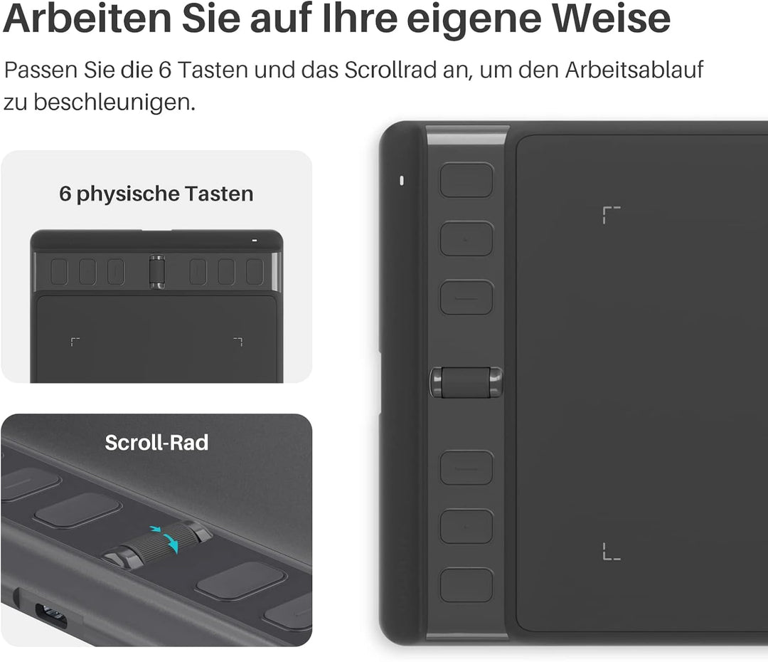 HUION Inspiroy 2 S Grafiktabletts, 6,3 x 3,9 Zoll Tragbares Zeichentablett mit 8192 Stufen batteriel