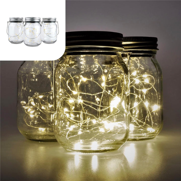 Gadgy Solarglas für Aussen Wasserdicht | Set 3 Stück | Gartendeko Draussen | Balkon licht | Terrasse