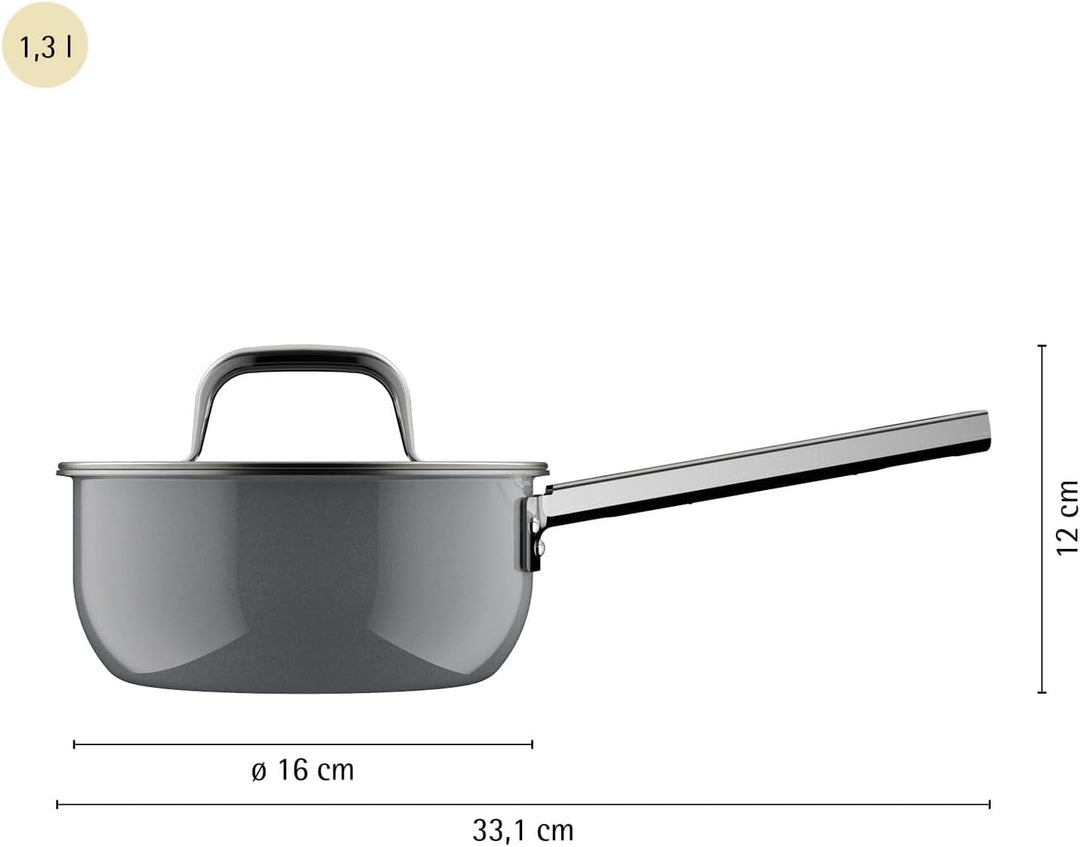WMF Fusiontec Mineral Pro, Stielkasserolle mit Deckel, 16 cm, langlebiges, kratzfestes Material, kle