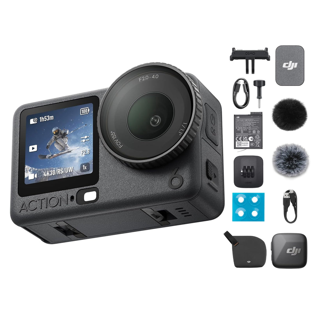 DJI Osmo Action 6 Standard Combo Linsenschutz + Speicherkarte Combo mit Zubehör, Action-Cam mit 1/1,