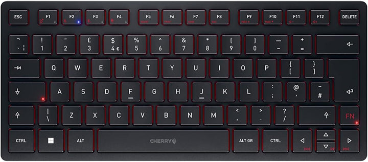 CHERRY KW 9200 Mini, kompakte Multi-Device-Tastatur für bis zu 4 Endgeräte, Britisches Layout (QWERT
