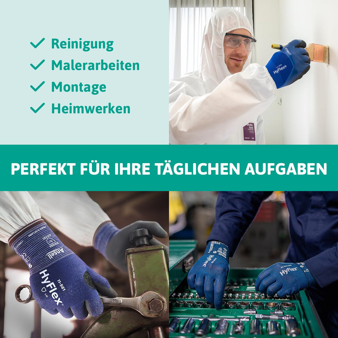 Ansell HyFlex 11-561 Schnittschutz-Handschuhe, Atmungsaktive Nitril-beschichtung, Höchste Weiterreis