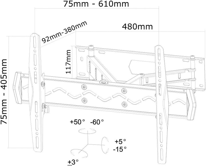 Neomounts by Newstar Wandhalterung 32"-75" 1TFT 2Gelenke schwarz Max.50 KG Schwenkbar, neigbar und s