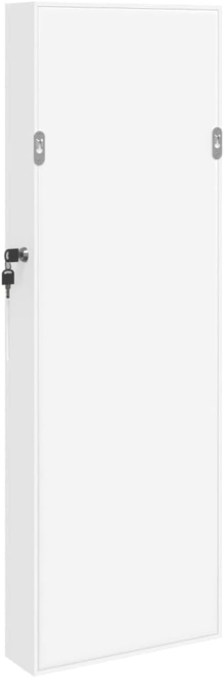 vidaXL Schmuckschrank mit Spiegel Wandmontage Weiss 30x8,5x90 cm, Weiss
