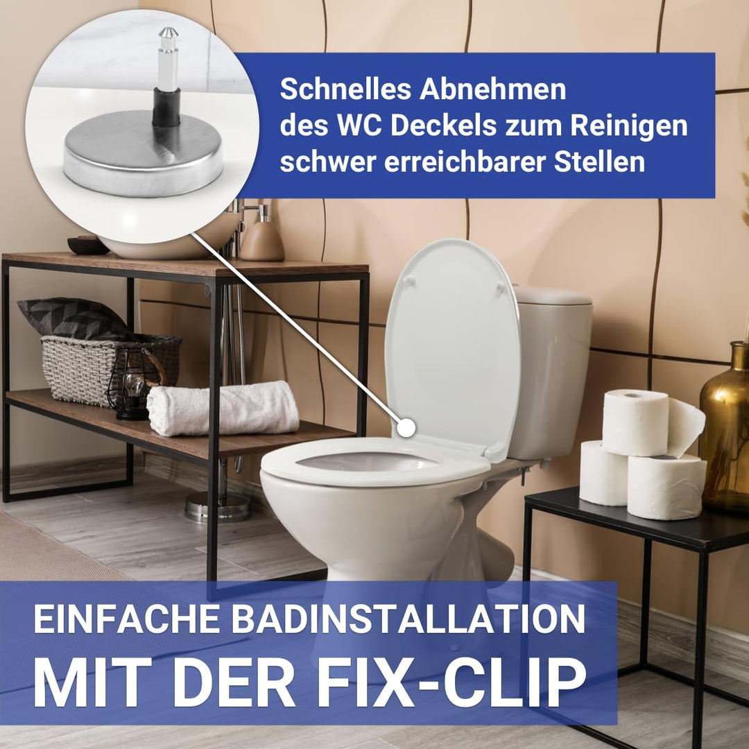 WENKO Varoni Wc Sitz mit Absenkautomatik [Einfache Montage] Klodeckel mit Absenkautomatik in weiss [
