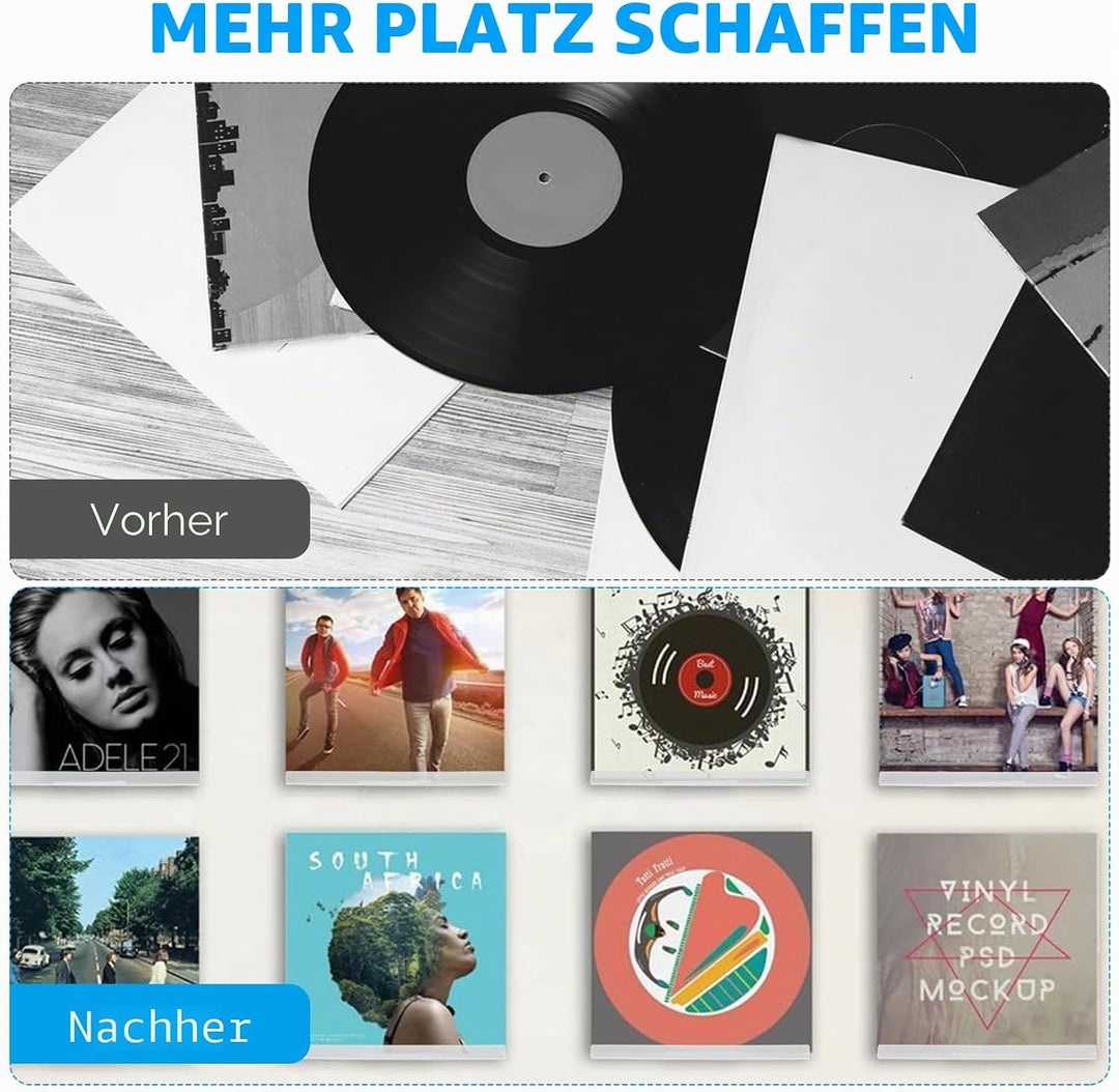 6 Stück Schallplatten Wandhalterung, 30,5 X 4,5 X 4,5 cm Schallplattenständer, Schallplattenregal, S