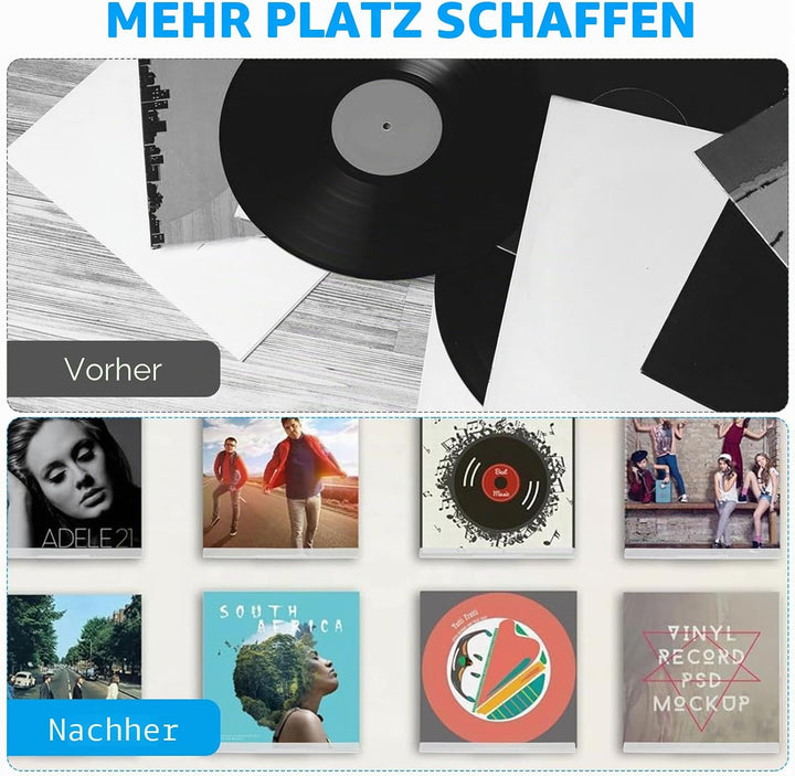 6 Stück Schallplatten Wandhalterung, 30,5 X 4,5 X 4,5 cm Schallplattenständer, Schallplattenregal, S