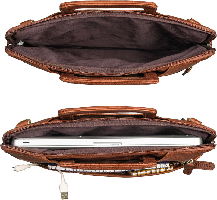 STILORD "Cole Vintage Laptoptasche 14 Zoll Leder Herren Schmal Laptophülle Echtleder Dokumententasch