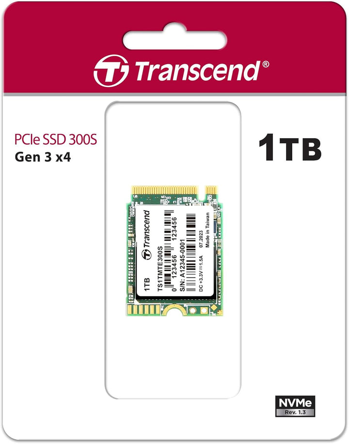 Transcend TS1TMTE300S 1TB M.2 2230 NVMe PCIe Gen3 x4 interne SSD, Solid State Drive, 3D NAND Flash T