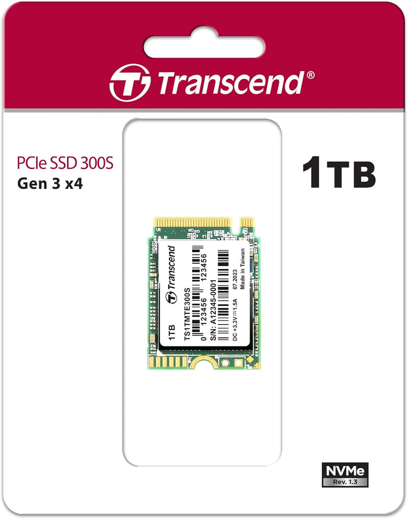 Transcend TS1TMTE300S 1TB M.2 2230 NVMe PCIe Gen3 x4 interne SSD, Solid State Drive, 3D NAND Flash T