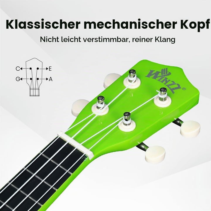 Winzz Sopran Ukulele Starter Kit für Anfänger mit Tasche, Clip-On Tuner, Zusätzlichen Saiten, Gurt,