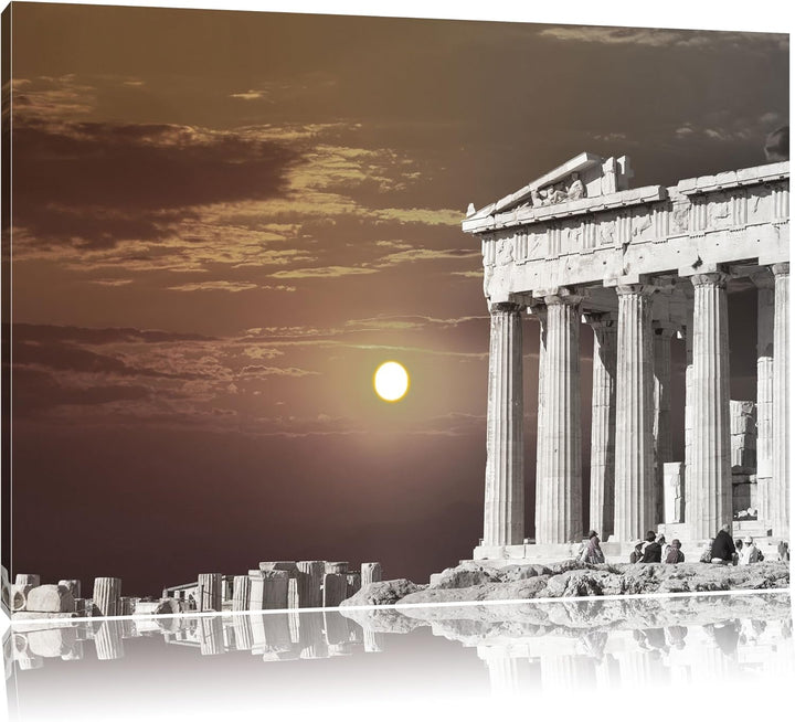 schöner Tempel der Athene schwarz/weiss Format: 100x70 auf Leinwand, XXL riesige Bilder fertig gerah