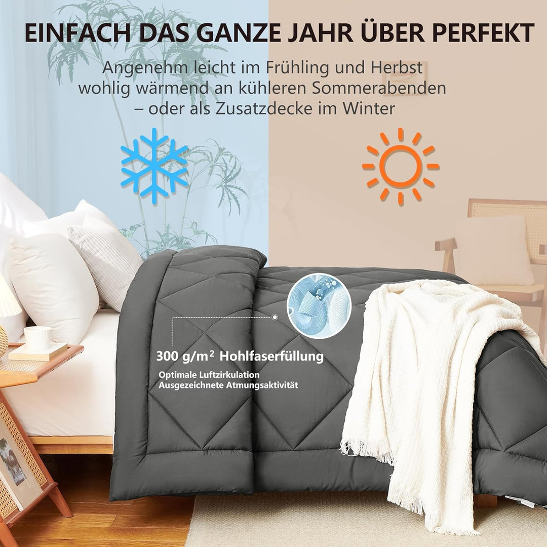 WAVVE Bettdecke 155x220 cm Ganzjahresdecke 4 Jahreszeiten, Steppdecke 300gsm Mikrofaser 155x220cm, S