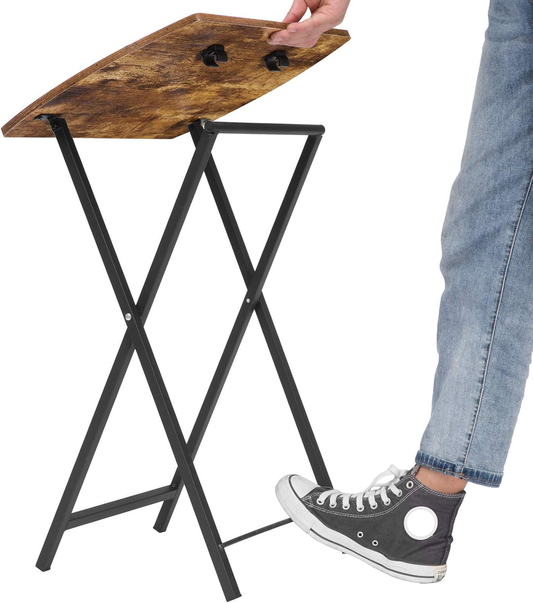 HOOBRO Beistelltisch Klappbar, Kleiner Sofatisch, Tablett Tisch, Kaffeetisch TV Tray im Industriesti