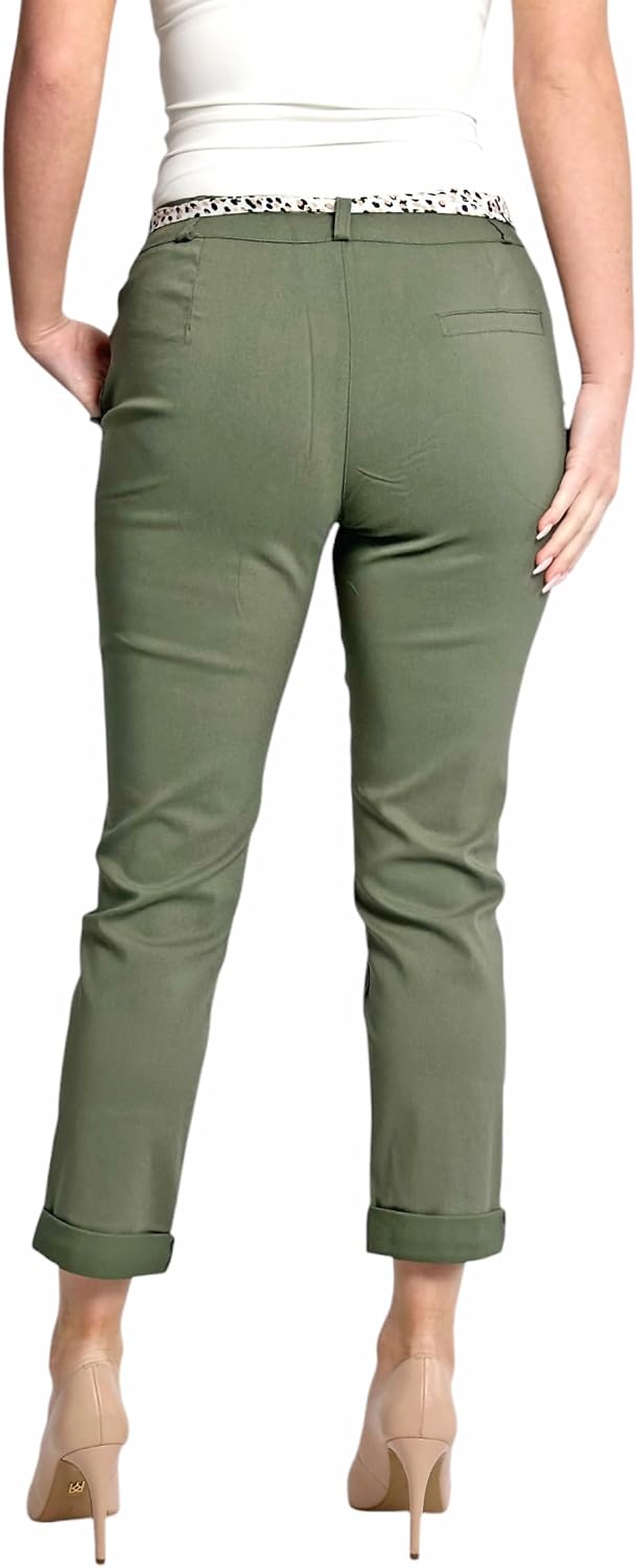 Mississhop Female Damen Stretch Klassische Chino Hose M Grün, M Gr&amp;