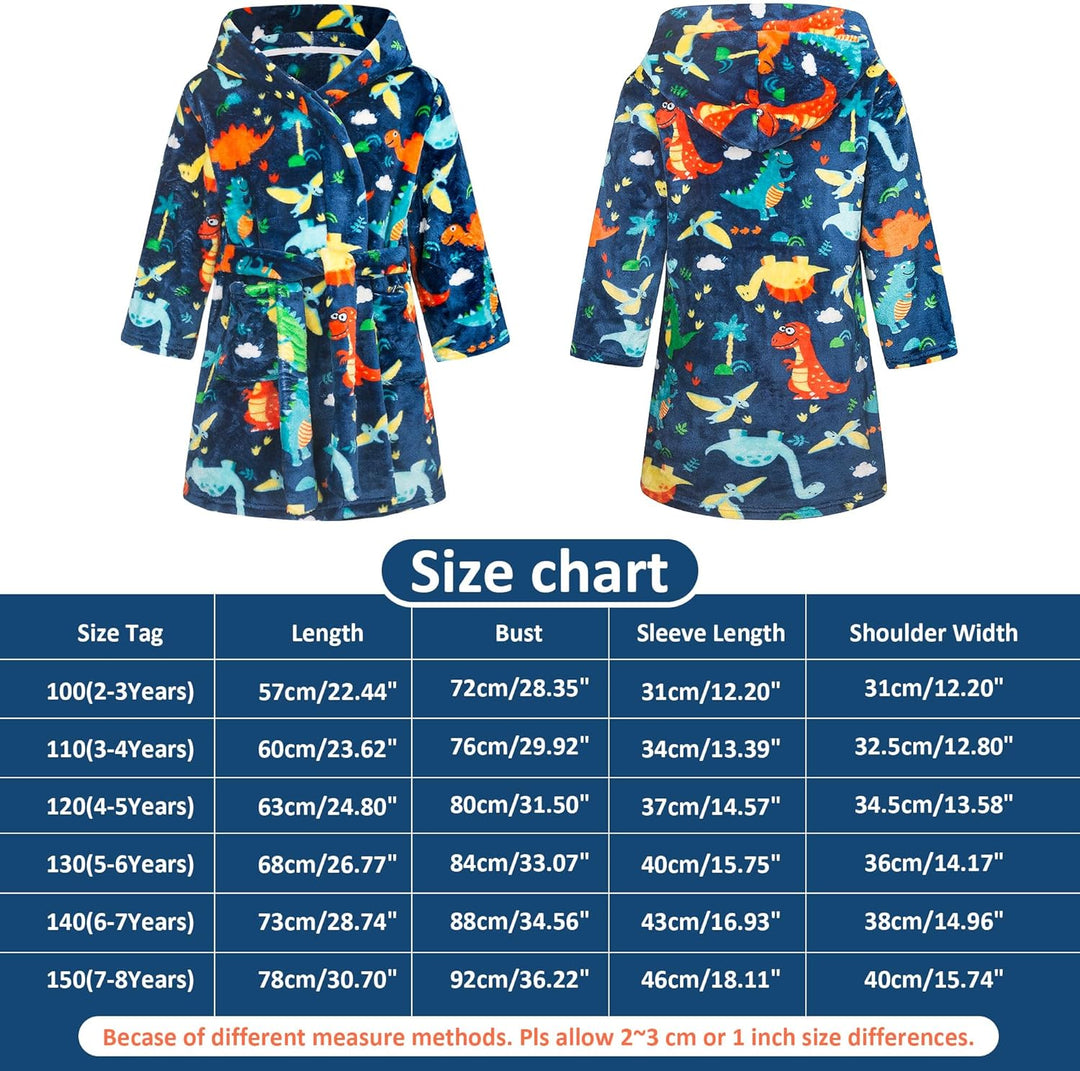 Baogaier Bademantel Kapuze Kinder Morgenmantel Flanell Nachtwäsche Robe Frottee Lange Ärmel Weiche S