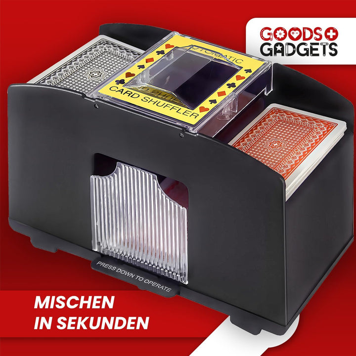 Elektrischer Kartenmischer Automatische XXL Karten-Mischmaschine für 4 Decks; Batteriebetrieben für