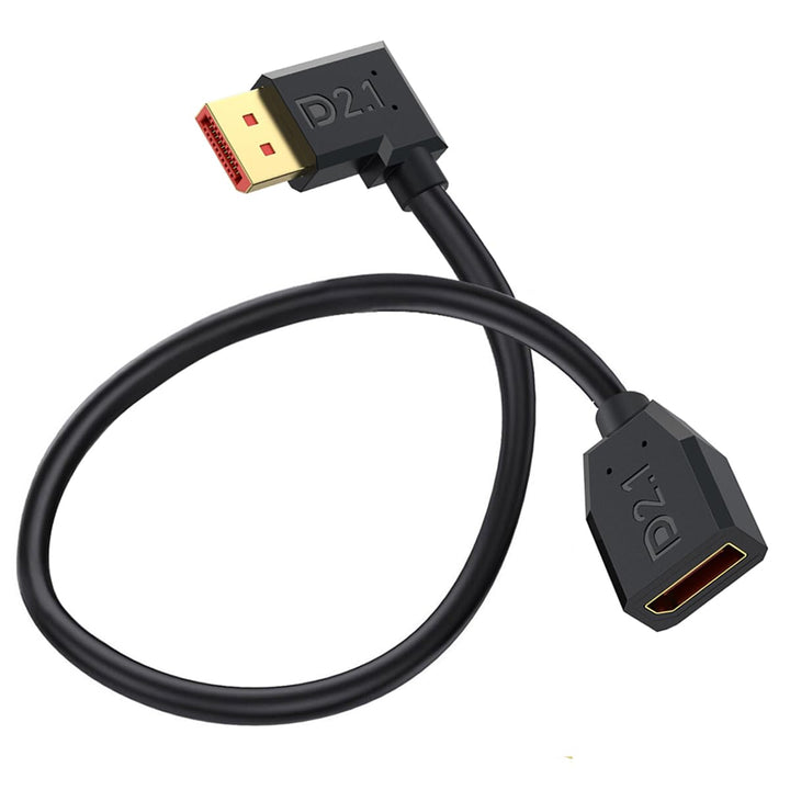 52Gbps DisplayPort 2.1 Extender Kabel, 90 Grad Winkel DP männlich zu weiblich Extension Kabel Unters