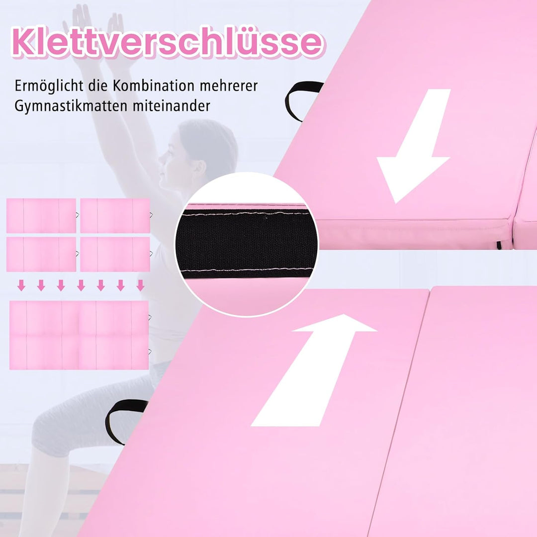 COSTWAY 240 x 120 x 5 cm Weichbodenmatte, Gymnastikmatte klappbar, Yogamatte mit Klettverschluss und