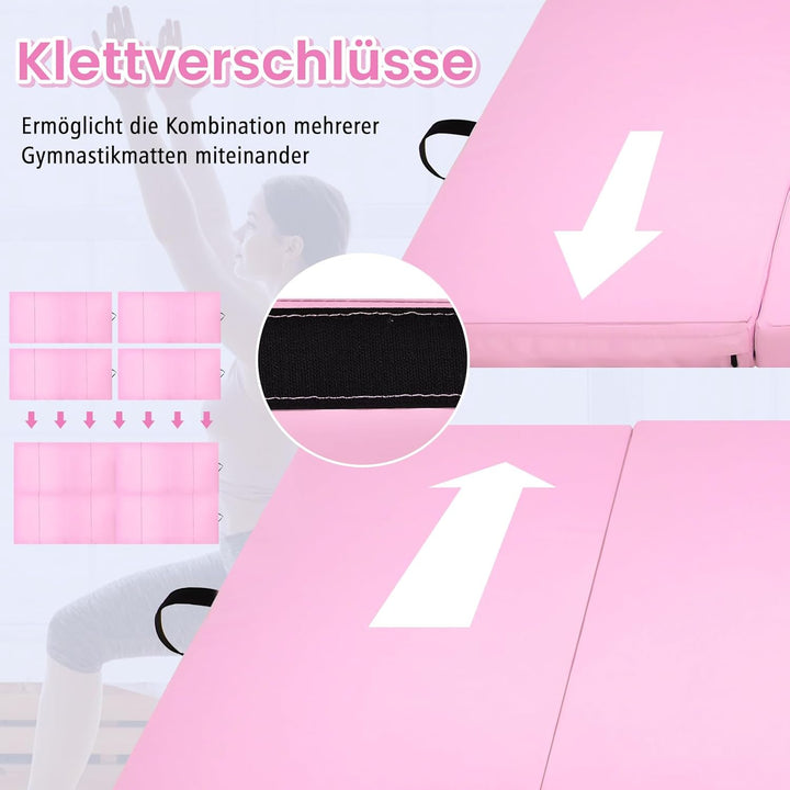 COSTWAY 240 x 120 x 5 cm Weichbodenmatte, Gymnastikmatte klappbar, Yogamatte mit Klettverschluss und