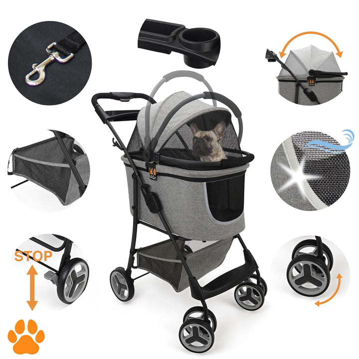 MY DUQUE – Modell CECE 2 in 1 Hundebuggy und Transportbox für Hunde | Faltbare Hundebox mit Extrakor