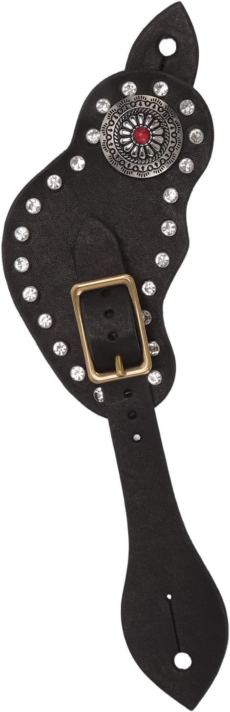 Tonysa 1 Paar Schwarzer Sporenriemen, Reitschutzausrüstung Im Vintage Stil, Verstellbare Länge