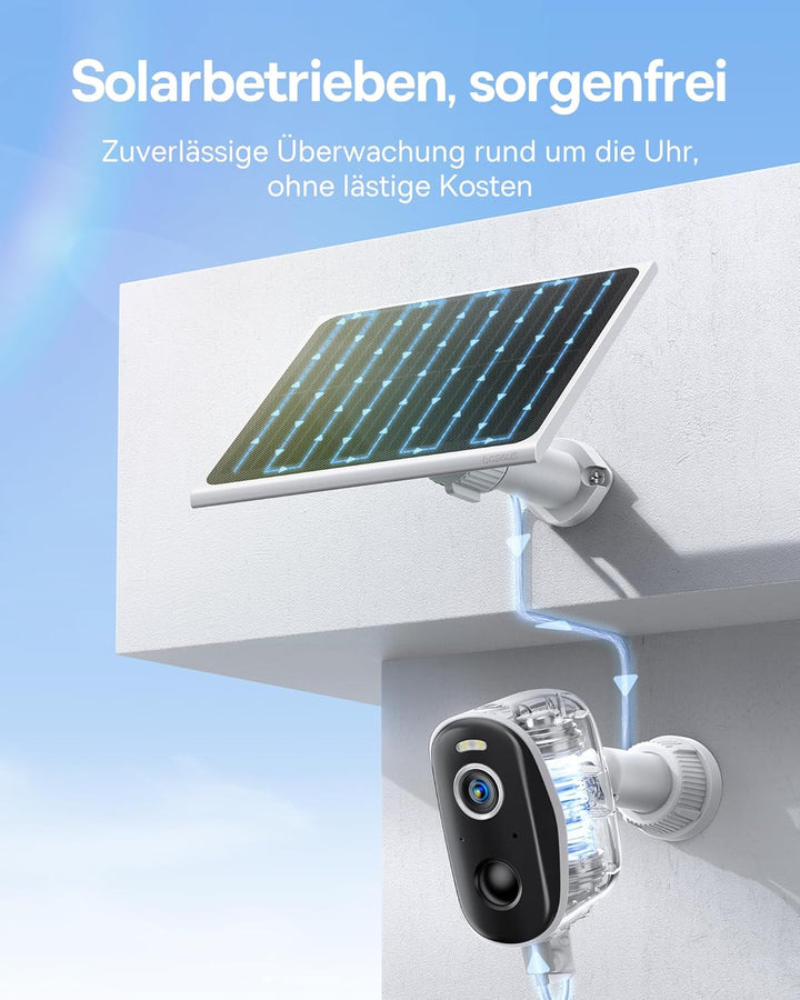 Baseus Security Überwachungskamera Aussen Solar Kabellos 16TB Erweiterbarer Speicher, Ewige Energie,