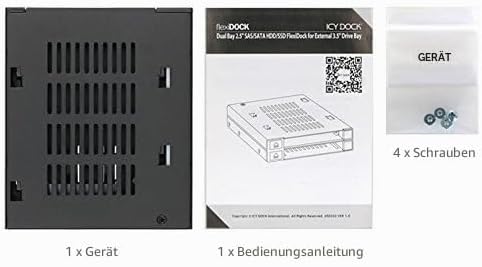 ICY DOCK flexiDOCK MB522SP-B - Dock trägerlos für 2X 2,5 Zoll (6,4cm) SATA SSD/HDD in 1x 3,5 Zoll (8