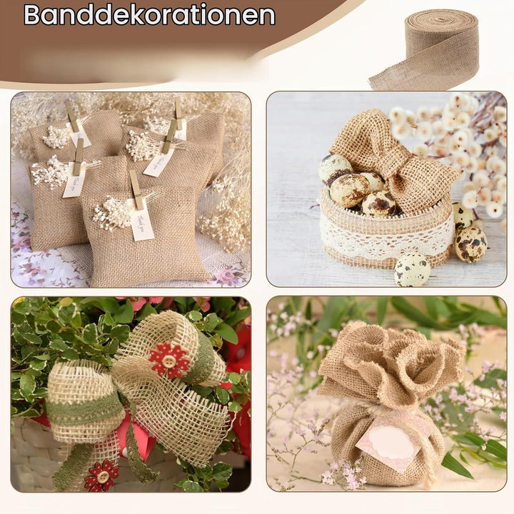 Juteband breit 10cm Jute-Wickelstreifen,20M Juteband Rolle für Pflanzen Frostschutz und Feuchtigkeit