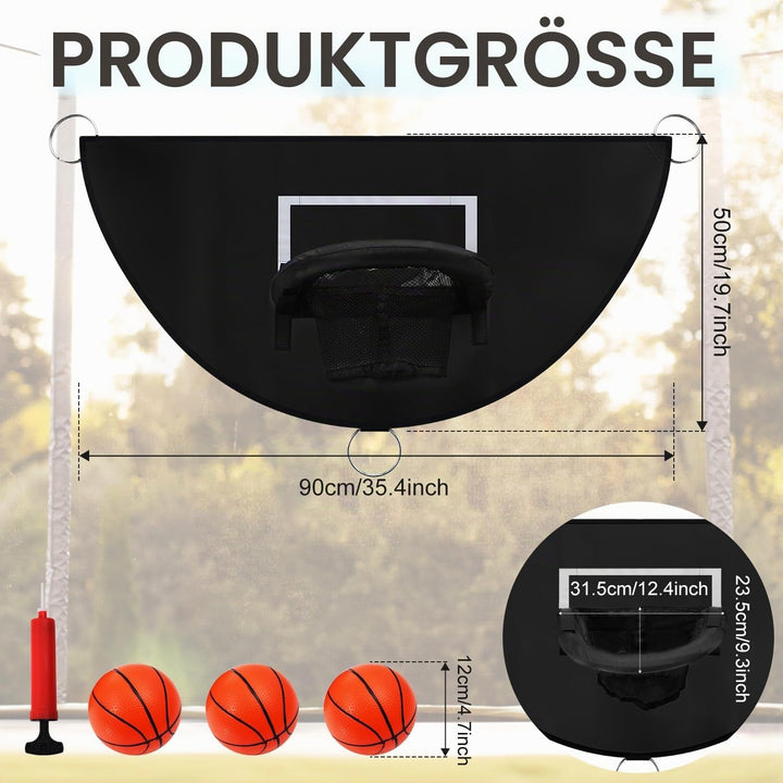 TOYMIS Trampolin Basketballkorb, Abreissrand zum Eintauchen TrampolinBasketballaufsatz mit Mini Bask