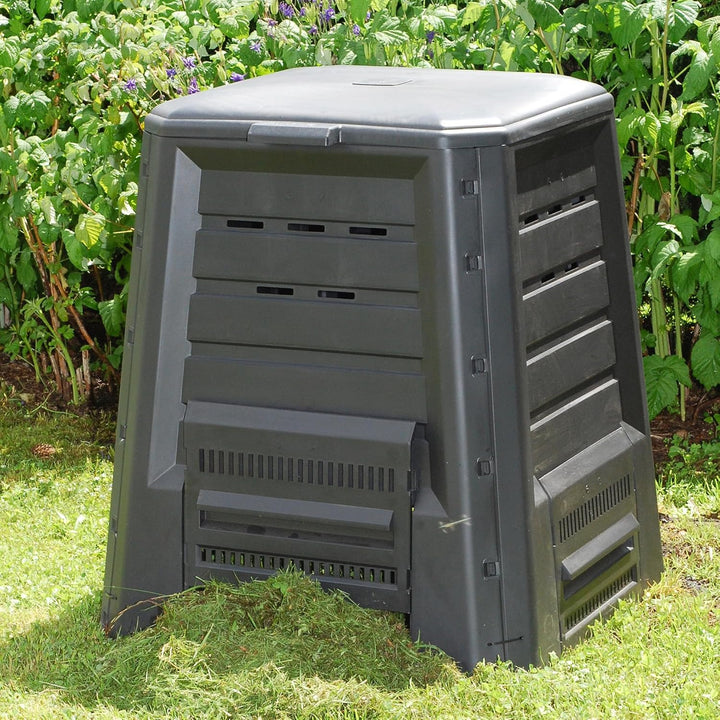 NYVI Gartenkomposter NYVIGreen 87x75x75 cm Anthrazit - 340 Liter - Thermokomposter aus wetterfestem