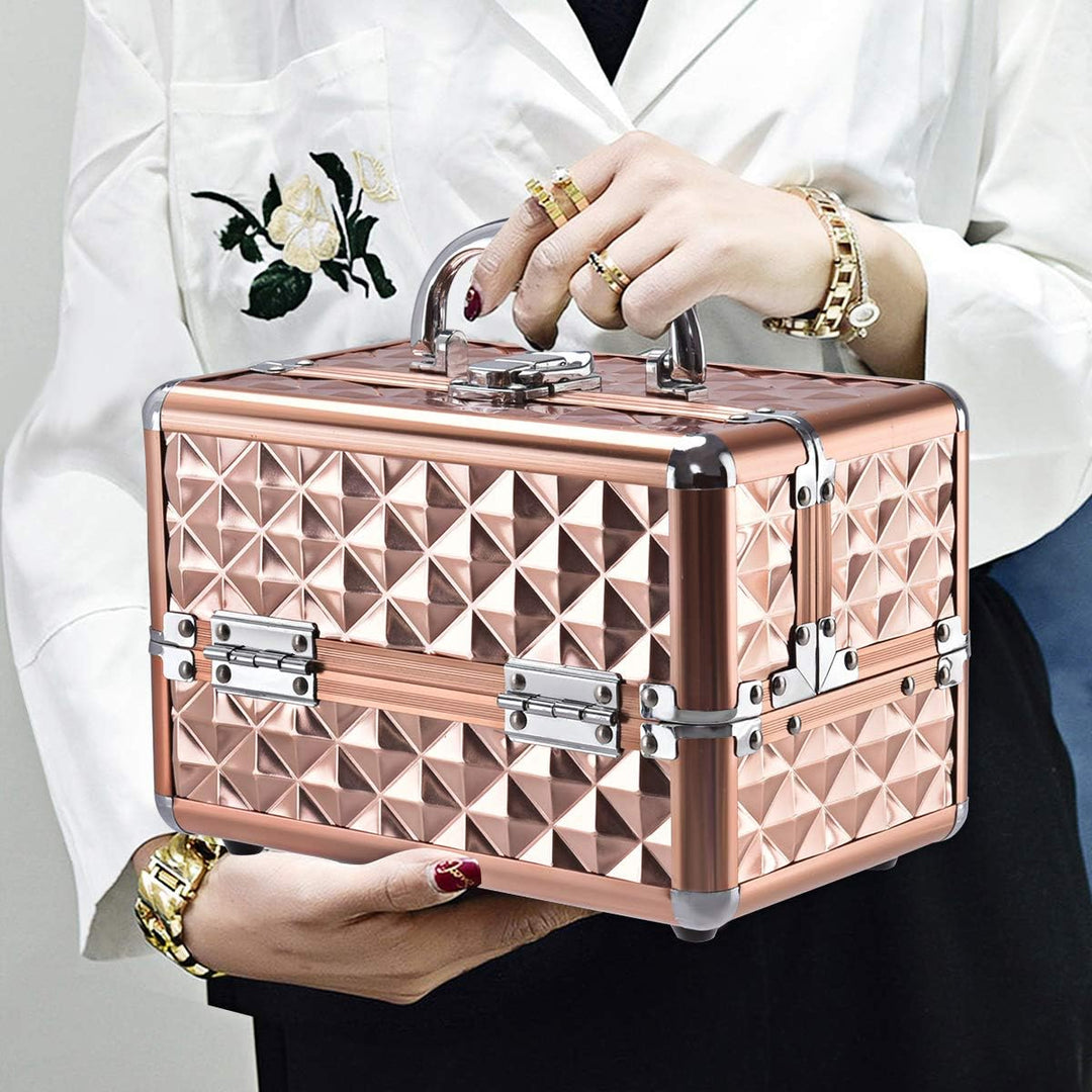 COSTWAY Beauty Case Schminkkoffer Kosmetikkoffer, Schmuckkoffer 23 x 15 x 18cm, Friseurkoffer mit Sp