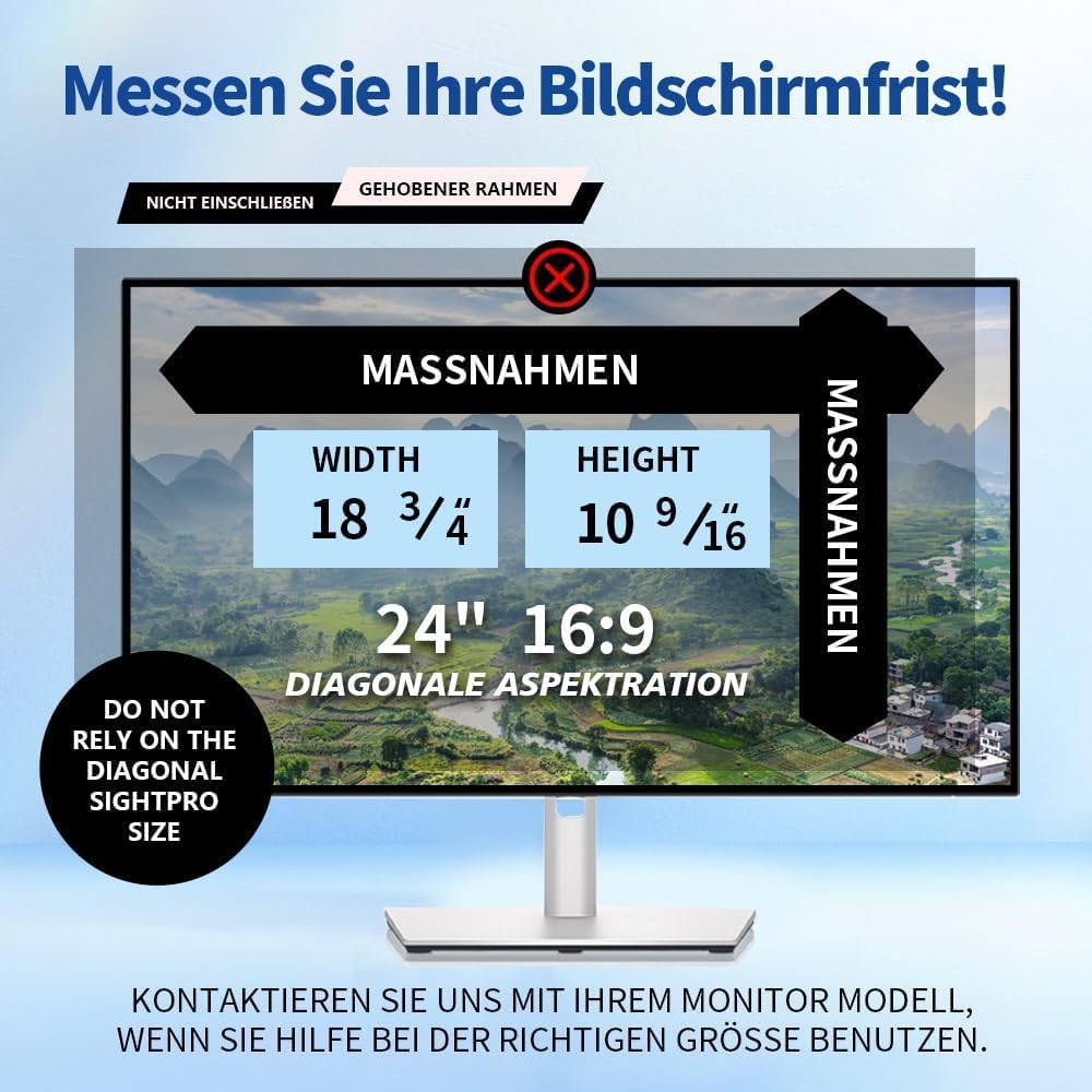 24 Zoll Sichtschutzfilter kompatibel mit 16:9 Breitbild-Display - Monitor,Desktop-PC,Computer, Anti-