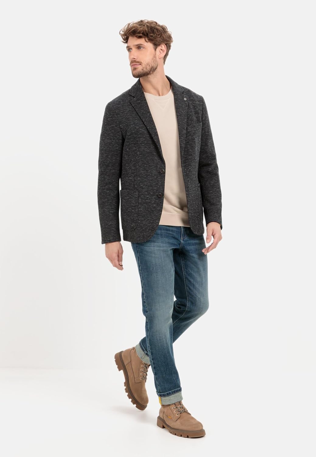 camel active Herren Casual Sakko aus einem Baumwolljersey 52 Anthrazit, 52 Anthrazit