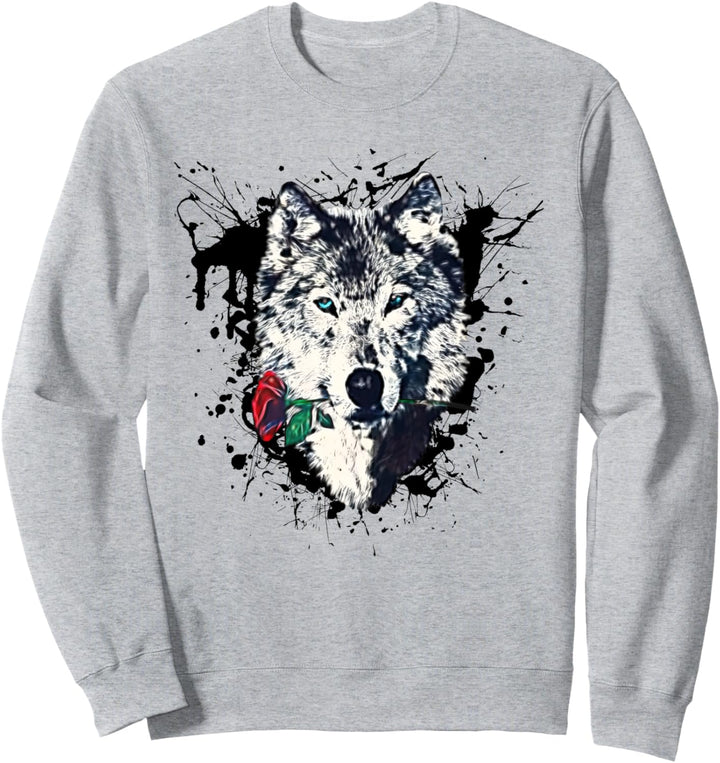 Wolf Lover Rose Love Liebe Symbol Sweatshirt