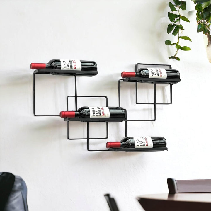 DanDiBo Weinregal Wand Metall Schwarz Wine Line Flaschenregal Flaschenständer Flaschenhalter für 4 F