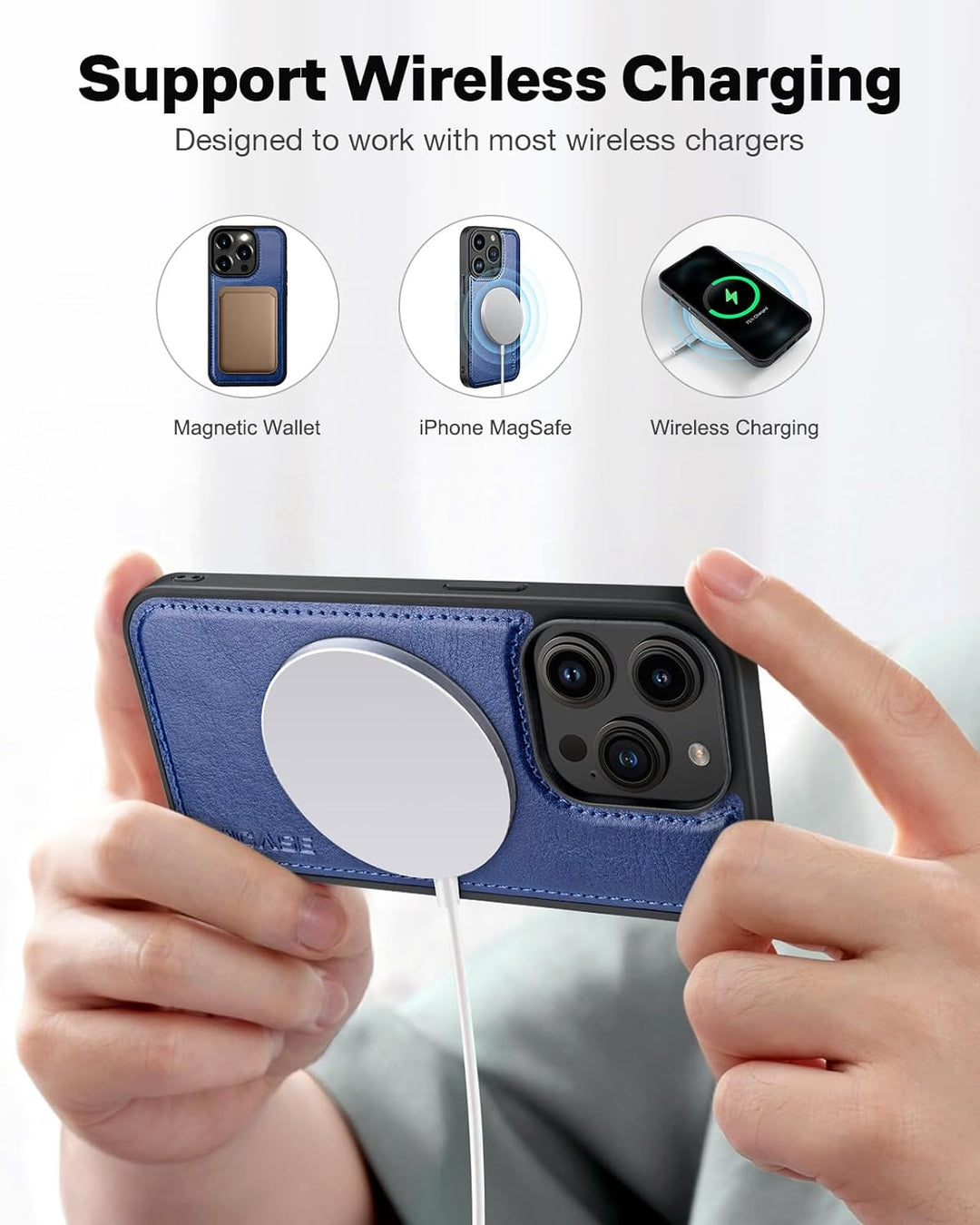 OCASE Kompatibel für iPhone 15 Pro Hülle (2in1) Leder Stossfestes Case, Abnehmbare magnetische Hülle