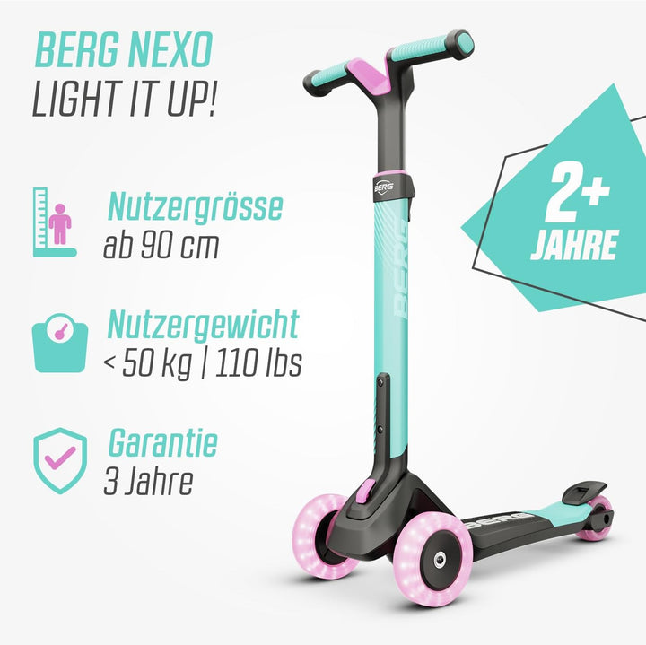 BERG Nexo Kinderroller Kinderscooter faltbar ab 2 Jahre | Höhenverstellbarer Tretroller Scooter | Dr