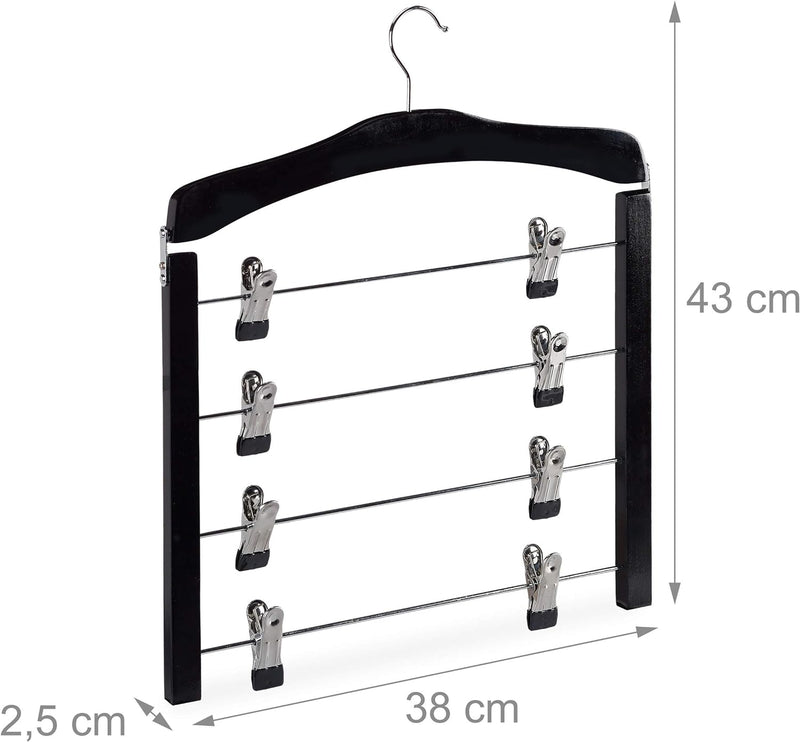 Relaxdays 15 x Rockbügel mehrfach, platzsparend, 360° drehbarer Haken, Clipbügel für Hosen & Röcke,