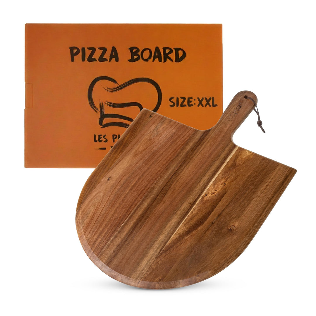 Pizzaschieber aus Akazienholz – Extra grosses Pizzabrett 40,5 × 55,5 × 1,5 cm • Servierbrett & Pizza