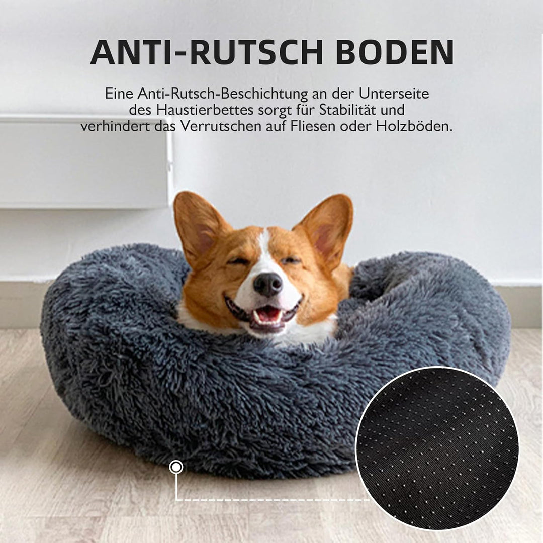 JRUI Hundebett für Mittelgrosse Hunde, Waschbar Katzenbett Hundekissen, Rund Plüsch Hundesofa Hundek