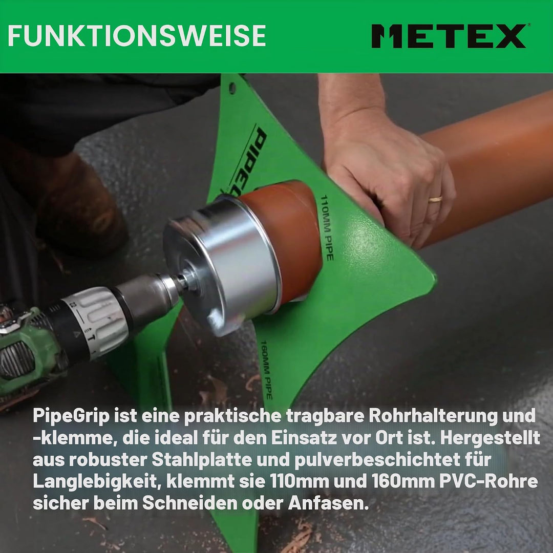 Metex PipeGrip Rohrschelle – für 110 mm & 160 mm Abfluss- und Bodenrohre – robuster Stahl