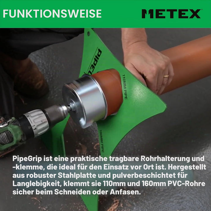 Metex PipeGrip Rohrschelle – für 110 mm & 160 mm Abfluss- und Bodenrohre – robuster Stahl