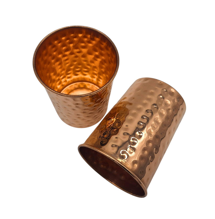 2er Set Kupfer Trinkbecher – 200 ml – reines Kupfer 99,9% – Hammerschlag Design – Handarbeit aus Ind