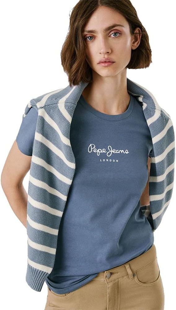 Pepe Jeans Damen Emily T-Shirt XXS Blau (Drill Blue), XXS Blau (Drill Blue)