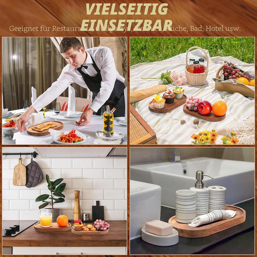 Serviertabletts aus Holz, ovale Holzteller, Servierplatte, Käse, Speiseteller, Grosspackung für Dess